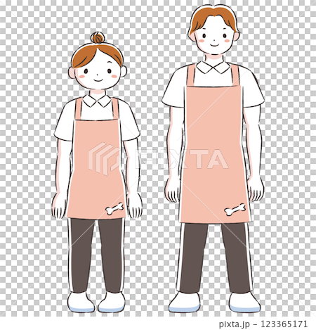 從事與動物有關的職業的男性和女性的插圖集 123365171