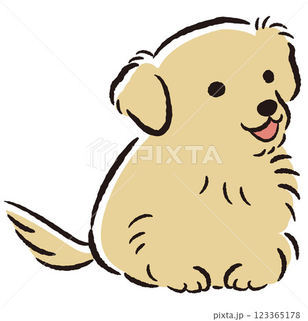 座っている犬の手描きイラスト 123365178