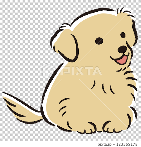 一隻坐著的狗的手繪插圖 123365178