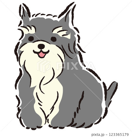 座っている犬の手描きイラスト 123365179