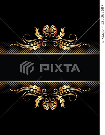 Luxury background template with golden ornament for greeting card in vintage style or invite card. 123365697