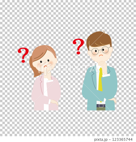 Young business people, men and women, worried and wondering, upper body Young business people, men and women, worried and wondering, upper body 123365744