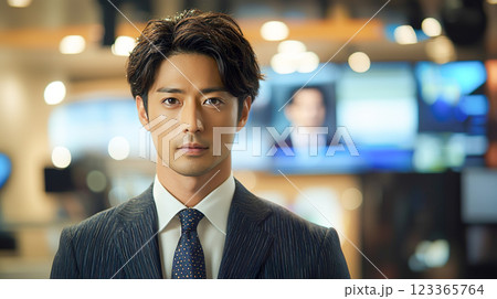 爽やかな男性ニュースキャスターのイメージ 123365764