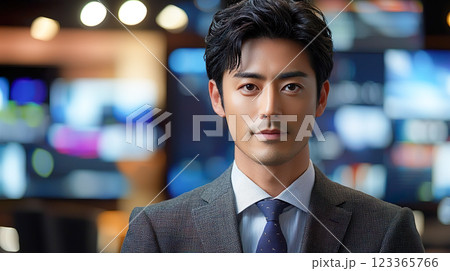 爽やかな男性ニュースキャスターのイメージ 123365766
