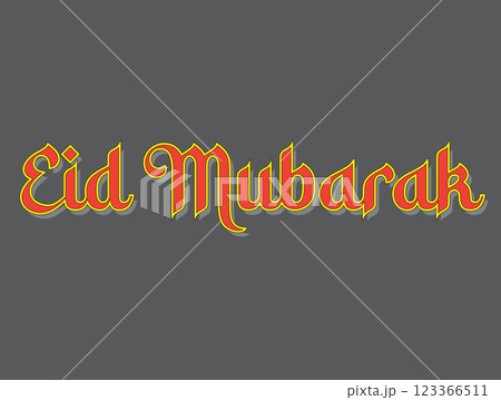 A vibrant graphic featuring the phrase "Eid Mubarak" in stylized lettering against a gray background, celebrating the festive occasion of Eid. A vibrant graphic featuring the phrase "Eid Mubarak" in stylized lettering against a gray background, celebrating the festive occasion of Eid. 123366511