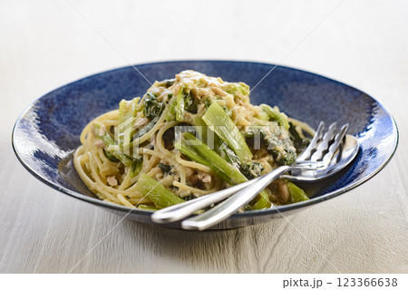 ツナと小松菜のパスタ 123366638