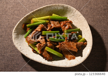 豚肉とニンニクの芽のオイスターソース炒め 豚肉とニンニクの芽のオイスターソース炒め 123366640
