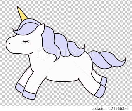 かわいいユニコーンのベクターイラスト。馬、角、動物、ドリーミー、線 かわいいユニコーンのベクターイラスト。馬、角、動物、ドリーミー、線 123366889
