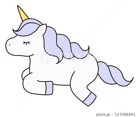 かわいいユニコーンのベクターイラスト。馬、角、動物、ドリーミー、線 かわいいユニコーンのベクターイラスト。馬、角、動物、ドリーミー、線 123366891