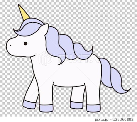 Cute unicorn vector illustration. Horse, horn, animal, dreamy, line 123366892