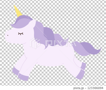 かわいいユニコーンのベクターイラスト。馬、角、動物、ドリーミー 123366894