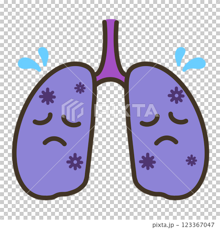 Lungs suffering from a virus Character illustration 123367047