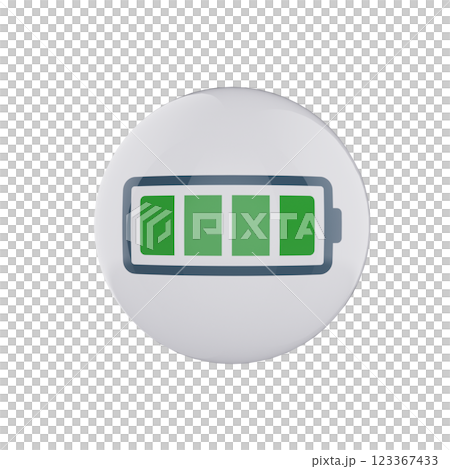 full charge battery icon glossy white bubble 123367433