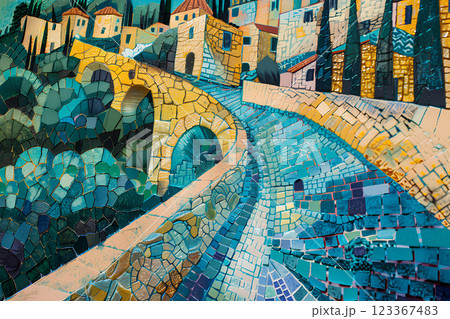 石畳のある街並みの風景 123367483