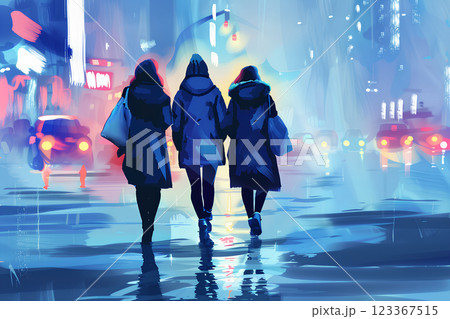 冬の日の帰り道の女性 123367515