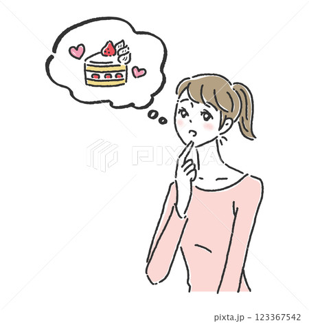 ダイエット中の女性と吹き出し 123367542