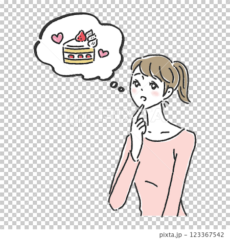 ダイエット中の女性と吹き出し 123367542