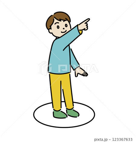 何かを発見した男の子のイラスト01 123367633