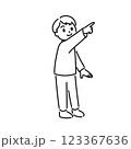 何かを発見した男の子のイラスト04　モノクロ 123367636
