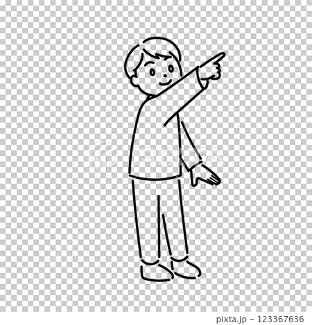 Illustration of a boy who discovered something 04 Monochrome Illustration of a boy who discovered something 04 Monochrome 123367636
