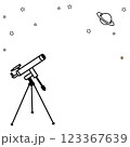 天体観測のイラスト　モノクロ 123367639