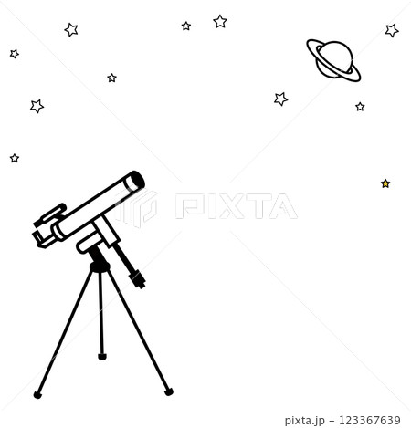 天体観測のイラスト　モノクロ 123367639