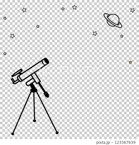 天体観測のイラスト　モノクロ 123367639