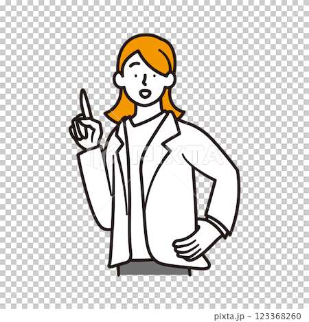 一位女商人面帶微笑指著的簡單插畫素材 123368260