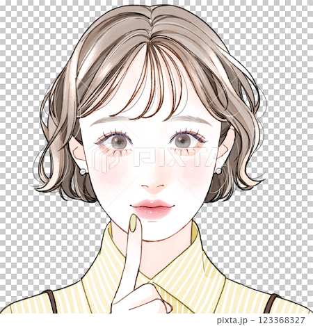 A woman with trembling lips 123368327