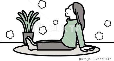 床暖房が心地よいイメージの女性のイラスト 床暖房が心地よいイメージの女性のイラスト 123368547