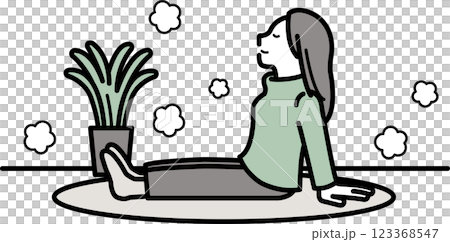 床暖房が心地よいイメージの女性のイラスト 床暖房が心地よいイメージの女性のイラスト 123368547