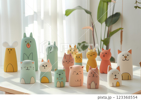 パステルカラーの猫ちゃんたち 123368554