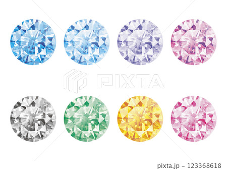 キラキラした宝石パーツ-8colorのイラスト素材 [123368618] - PIXTA