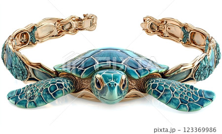 Luxury Sea Turtle Bracelet with Gold and Enamel 123369986