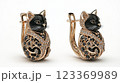 Luxury Black Cat Gold Earrings Design 123369989
