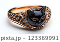 Elegant Black Cat Gemstone Gold Ring 123369991