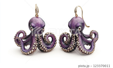 Purple Octopus Earrings with Crystal Details 123370011