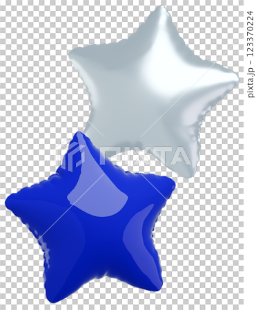 3D画像_星型の風船_青 123370224