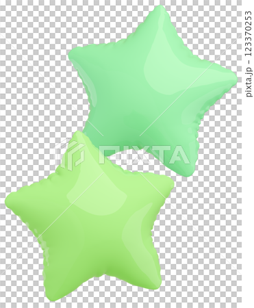 3D圖像_星形氣球_黃綠色 123370253