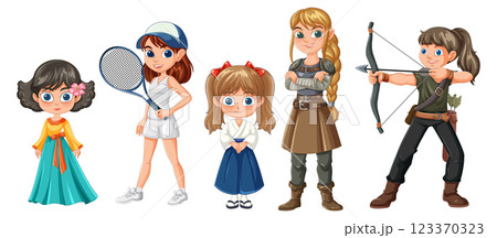 Diverse Characters in Various Attires 123370323