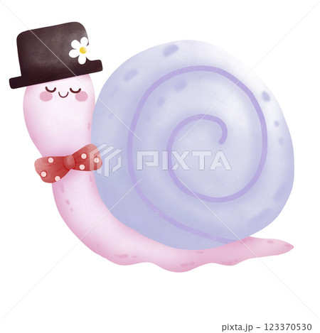 cute snail with hat  123370530