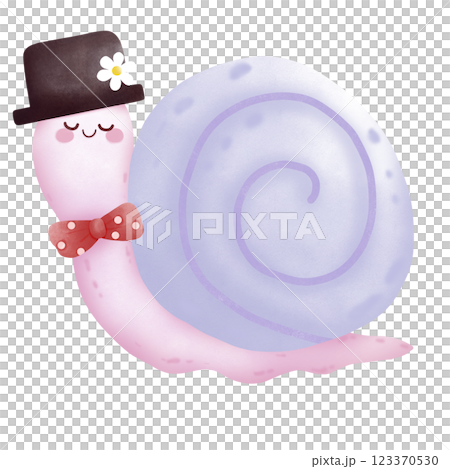 cute snail with hat  123370530