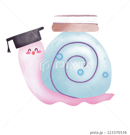 cute snail with graduated hat  123370536