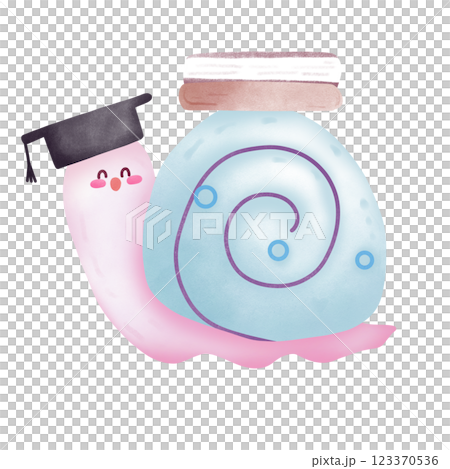 cute snail with graduated hat  123370536