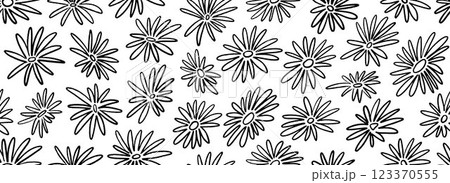 Seamless hand drawn floral pattern. Paint drawn flower motif background for fabric, cover, decor, textile print. Repeating botanical monochrome ornament. Vector bloom and blossom all over wallpaper Seamless hand drawn floral pattern. Paint drawn flower motif background for fabric, cover, decor, textile print. Repeating botanical monochrome ornament. Vector bloom and blossom all over wallpaper 123370555