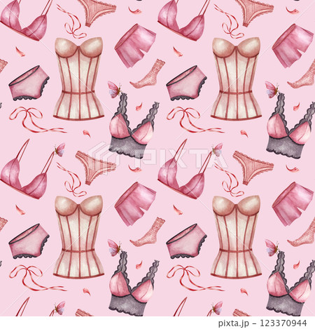 Seamless pattern with Pink purple underwear,...のイラスト素材 [123370944] - PIXTA