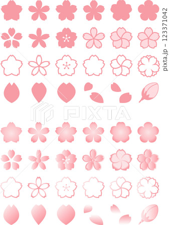 春の桜のアイコン素材（ベクター、着色2種類） 123371042