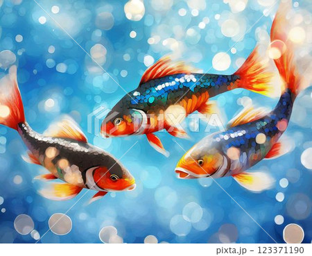 水中を泳ぐ魚のイラスト（AI生成画像） 123371190