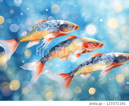 水中を泳ぐ魚のイラスト（AI生成画像） 123371191