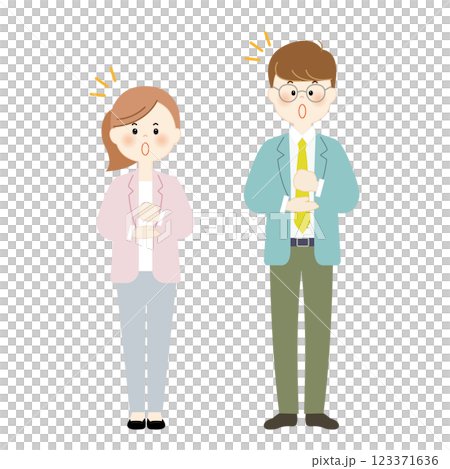 A young business man and woman with inspiration, whole body 123371636